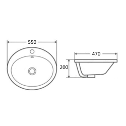 Umyvadlo OVALE II, 55 x 47 x 20 cm - zápustné