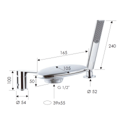 Tříotvorová vanová baterie s vodopádem ARNO 07UF08 - nikl broušený