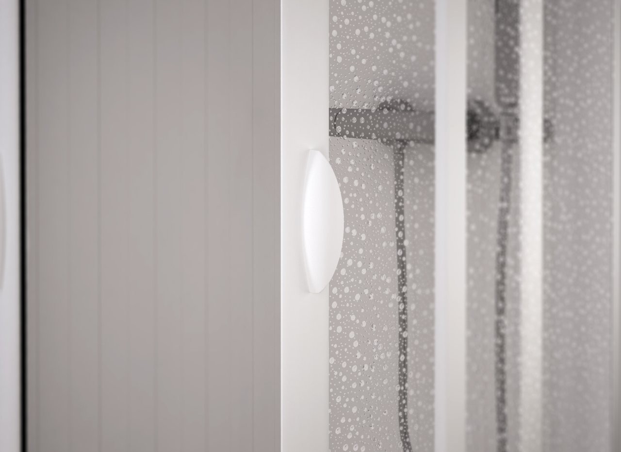 FORTE Sprchové dveře MAESTRO CENTRALE,  Barva rámu - Bílá, Rozměr A - 150 cm, Rozměr C - 185 cm, Směr zavírání - Univerzální Levé / Pravé, Výplň - Polystyrol 2,2 mm (acrilico) (BSMAC15P)