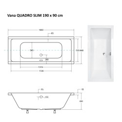 Obdélníková vana QUADRO SLIM