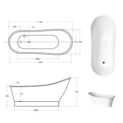 Volně stojící vana GLORIA Glam - zlatá