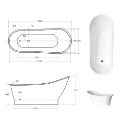 Volně stojící vana GLORIA Glam - zlatá