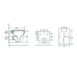 Závěsné WC TULIP FUSION s integrovanou bidetovou sprchou se sedátkem FLAT