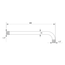 Držák hlavové sprchy ze zdi NEW, kulatý, délka 400 mm