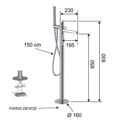 Stojanková vaňová batéria FONTI 08 - chróm