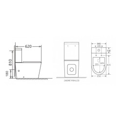 Kombi WC RUBIKON TORNADO so sedadlom Soft-close, zadný odpad