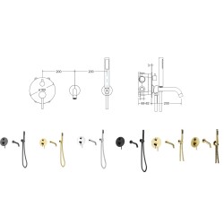 Podomietkový 3-otvorový vaňový set VEO zlatá lesklá