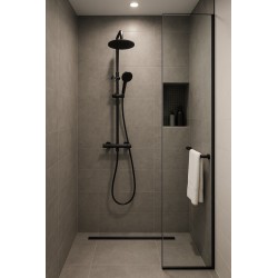 Sprchový nástěnný set s termostatickou baterií NAUPLIOS 250 BLACK