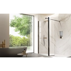 Walk-in bezdverový a bezbariérový sprchový kút LAGOS BLACK NEW 200 cm