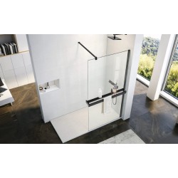 Walk-in bezdverový a bezbariérový sprchový kút LAGOS BLACK NEW 200 cm