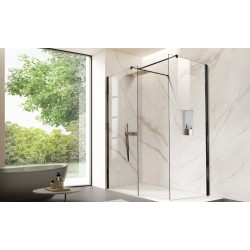 Walk-in bezdvéřový a bezbariérový sprchový kout LAGOS BLACK NEW 200 cm