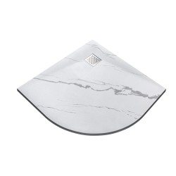 Čtvrtkruhová sprchová vanička VEXO MARBLE - bílá