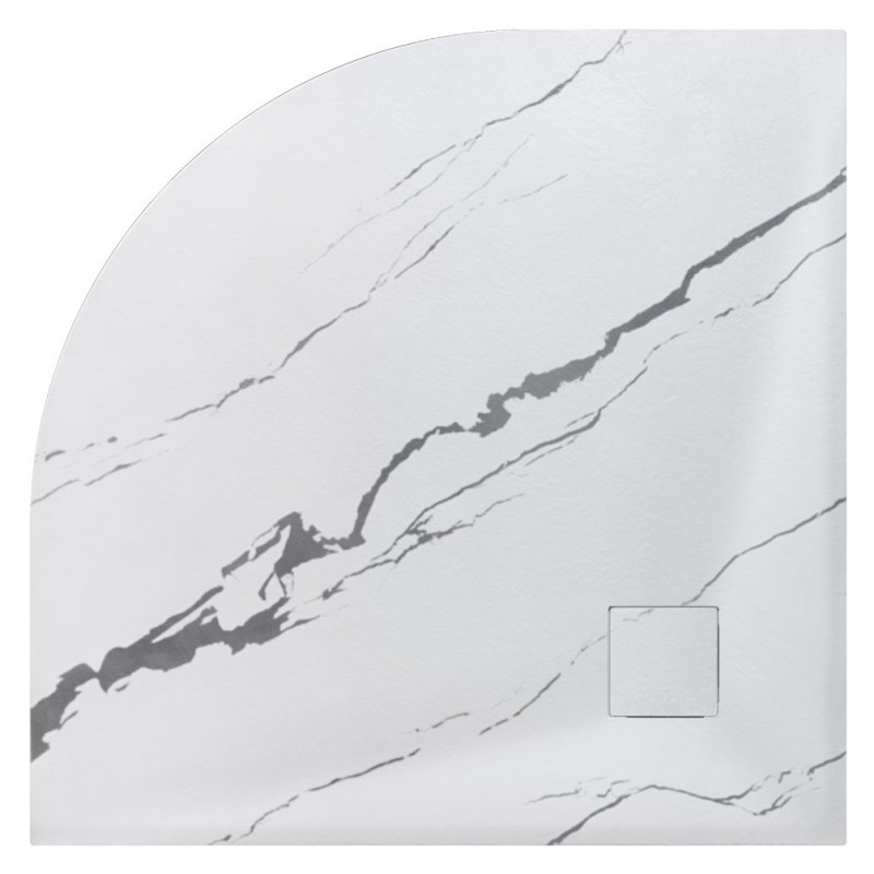 Štvrťkruhová sprchová vanička VEXO MARBLE - biela