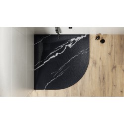 Čtvrtkruhová sprchová vanička VEXO MARBLE - černá
