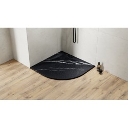 Čtvrtkruhová sprchová vanička VEXO MARBLE - černá