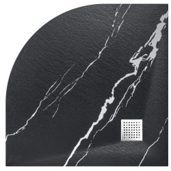 Čtvrtkruhová sprchová vanička VEXO MARBLE - černá