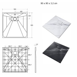 Štvorcová sprchová vanička VEXO MARBLE - biela