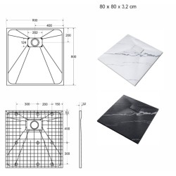 Čtvercová sprchová vanička VEXO MARBLE - bílá