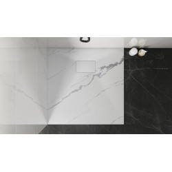 Čtvercová sprchová vanička VEXO MARBLE - bílá