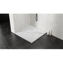 Čtvercová sprchová vanička VEXO MARBLE - bílá