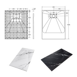 Obdélníková sprchová vanička VEXO MARBLE - bílá