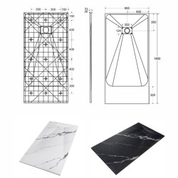 Obdĺžniková sprchová vanička VEXO MARBLE - biela