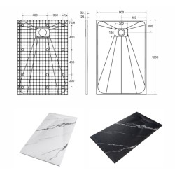 Obdélníková sprchová vanička VEXO MARBLE - černá