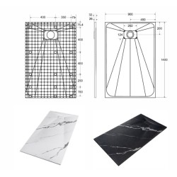 Obdélníková sprchová vanička VEXO MARBLE - černá