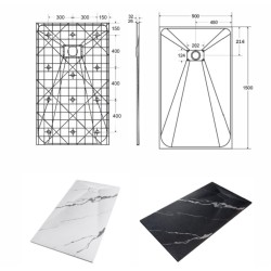 Obdélníková sprchová vanička VEXO MARBLE - černá