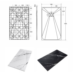 Obdélníková sprchová vanička VEXO MARBLE - černá