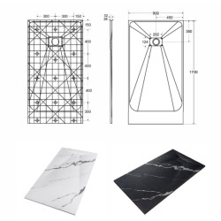 Obdélníková sprchová vanička VEXO MARBLE - černá