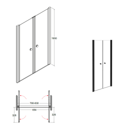 Bezrámové sprchové dveře SINCO DUE BLACK