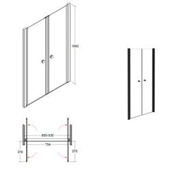 Bezrámové sprchové dveře SINCO DUE BLACK
