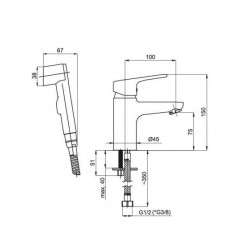 Umyvadlová baterie s bidetovou sprškou UNO-17