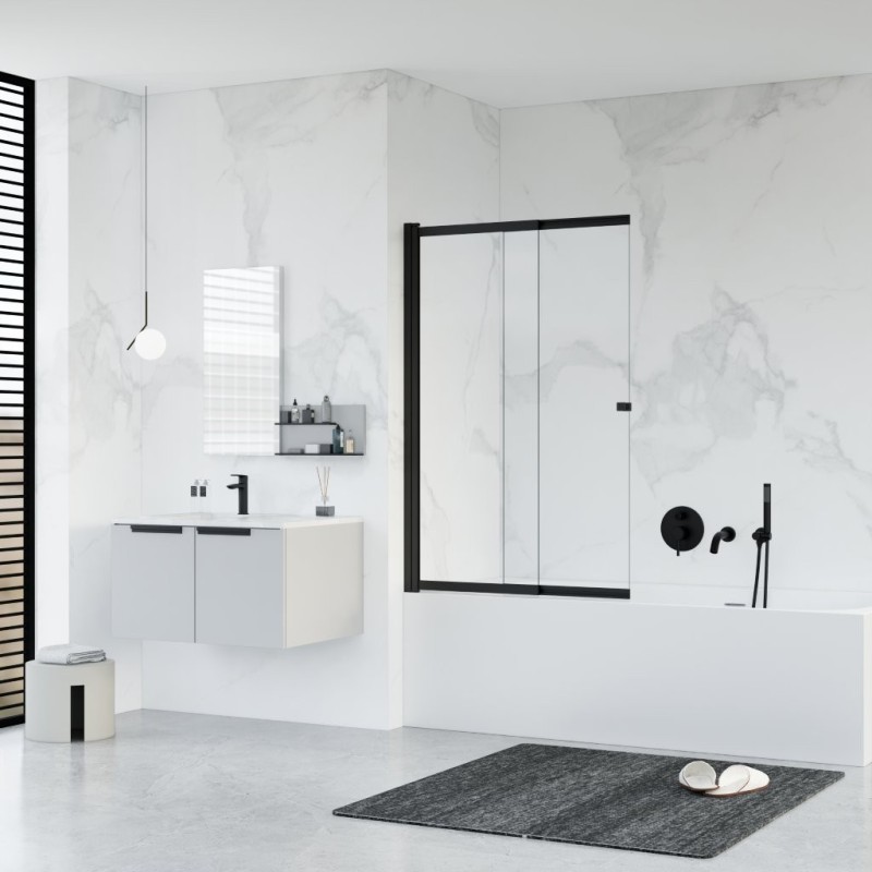 Vanová zástěna EASY SLIDE BLACK NEW