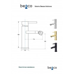 Bidetová batéria DECCO zlatá brúsená