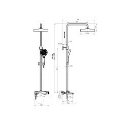 Sprchový termostatický nástěnný set COSY-10 + SLOUP RAINFALL, chrom