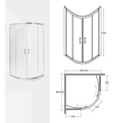 Štvrťkruhový sprchovací kút MODERN CHROM 190