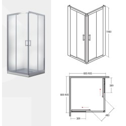 Štvorcový sprchovací kút MODERN CHROM 190