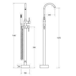 Stojanková vaňová batéria ILLUSION I Zlatá