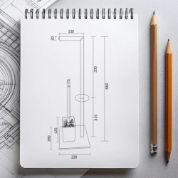 WC kefa + držiak papiera, nerez a čierna farba