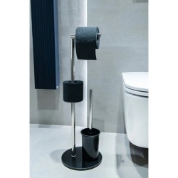 WC kefa + držiak papiera, nerez a čierna farba