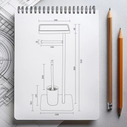WC štětka + držák papíru, kov (černá barva), bambus