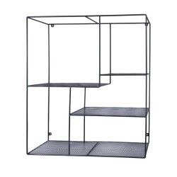 Nástěnná drátěná polička, 50x60x20 cm, černá barva