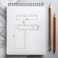 Madlo pro invalidy, 60 cm, s podpěrou, bílá barva