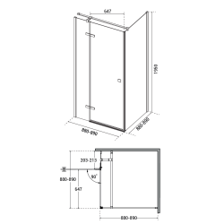Štvorcový sprchovací kút PIXA GOLD
