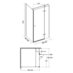 Čtvercový sprchový kout PIXA BLACK