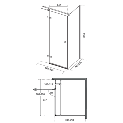 Obdĺžnikový sprchovací kút PIXA GRAFIT