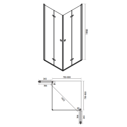 Štvorcový sprchovací kút EXO-H GRAFIT