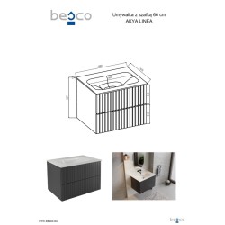 Spodná skrinka s umývadlom AKYA LINEA grafitová matná